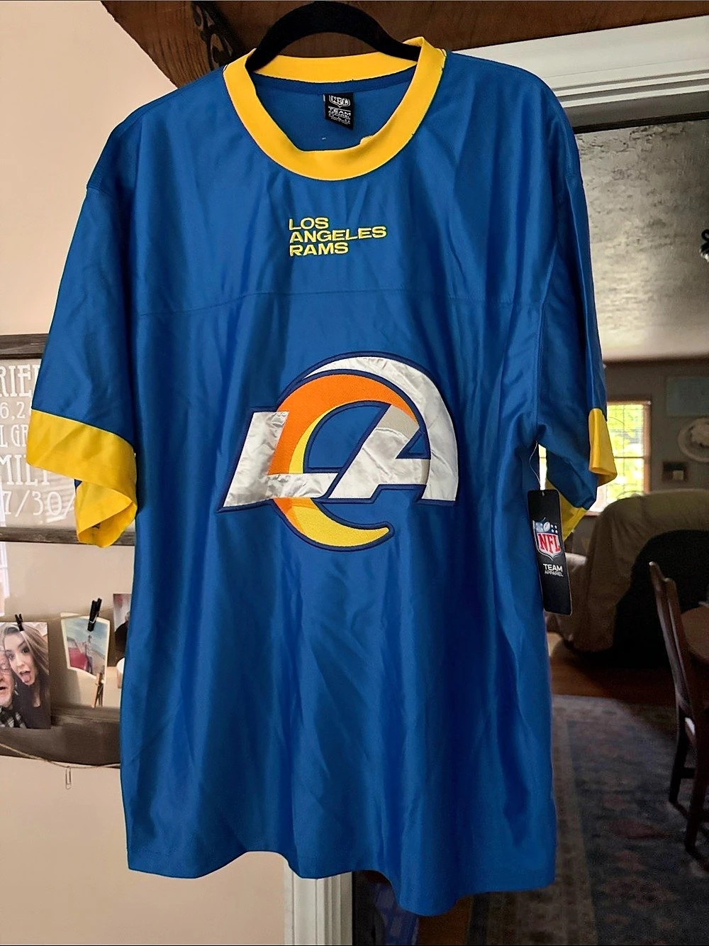 NFL Team Apparel Los Angeles Rams Short Sleeve Satin Jersey Blue & Yellow Large